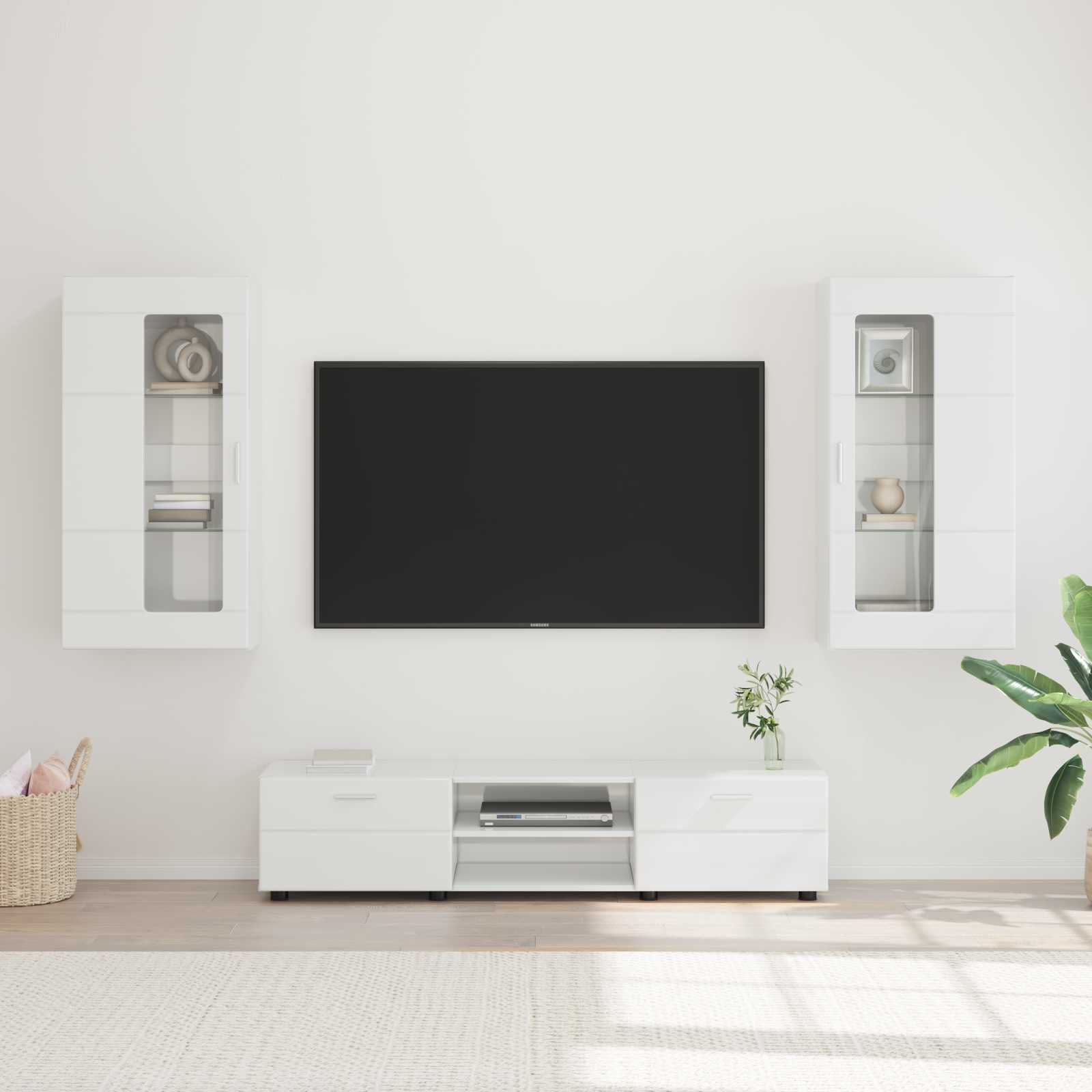 Highboard mit Regal FLORIN Weiß 60 x 35 x 182 cm Holzwerkstoff