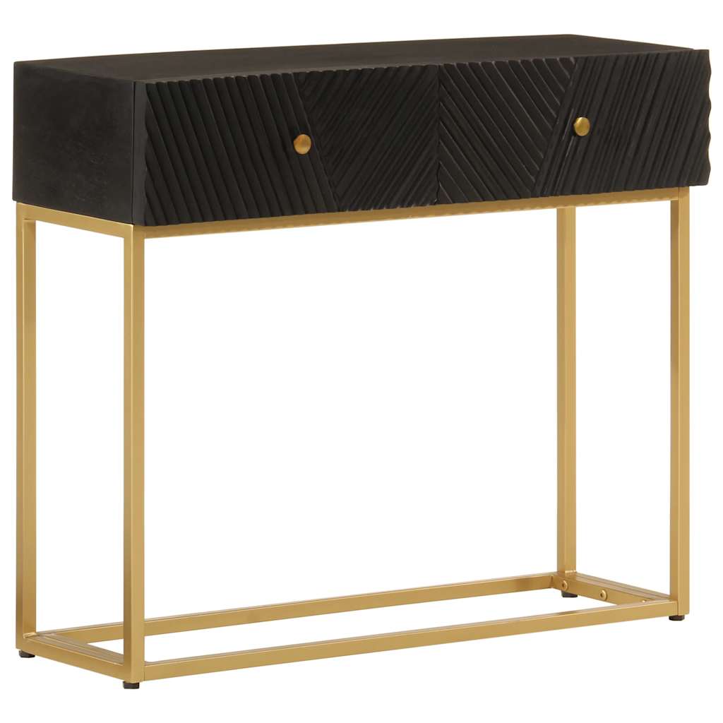 Nachttisch Schwarz 40x30x50 cm Massivholz Mango und Eisen