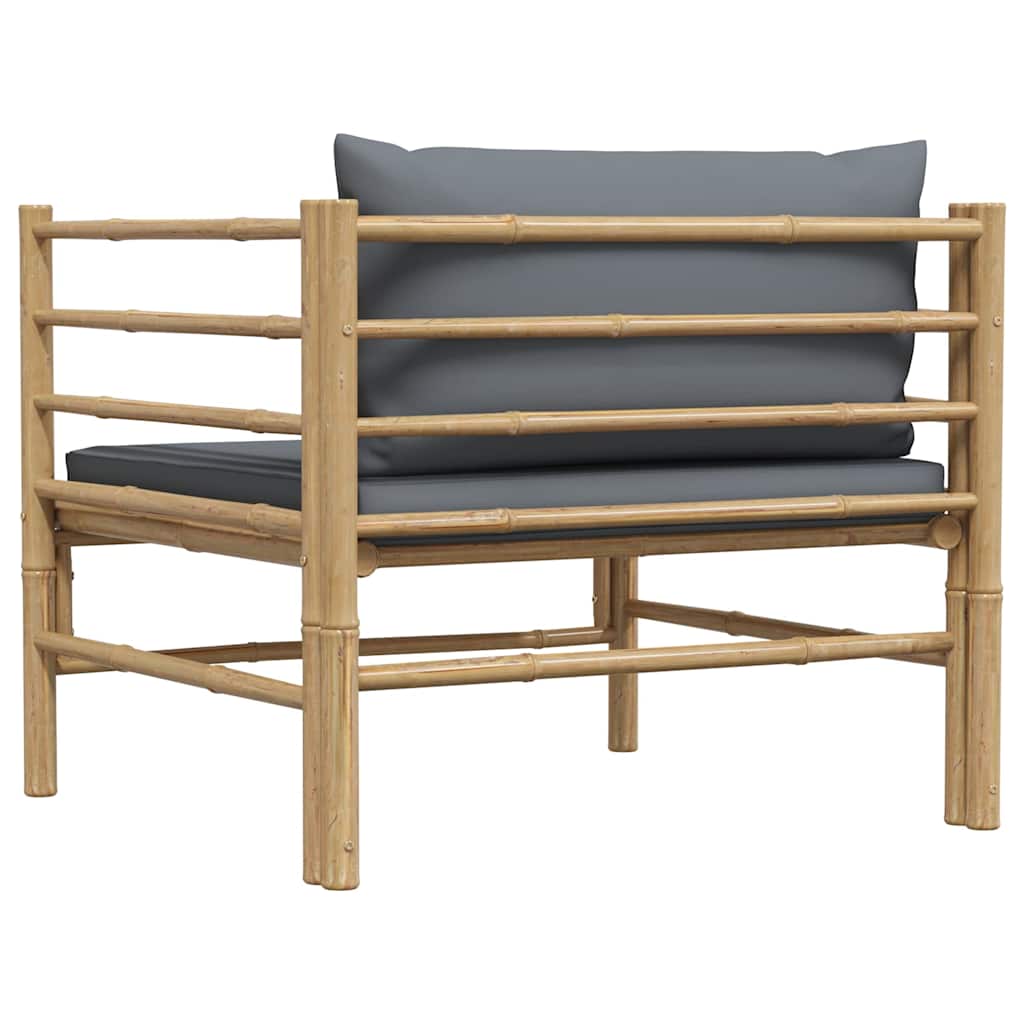 3-tlg. Garten-Lounge-Set mit Kissen Bambus