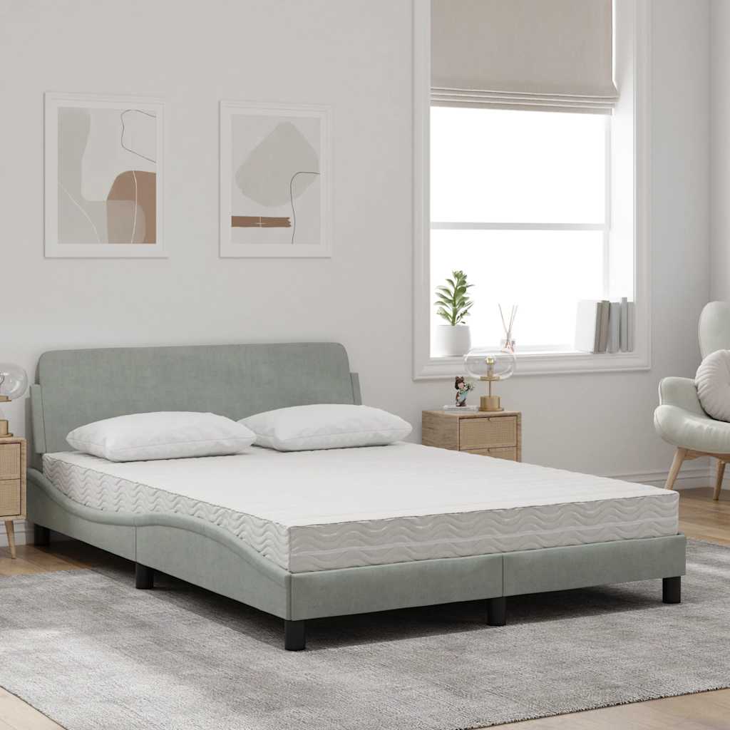 Bett mit Matratze "Dover" Hellgrau 80x200 cm Samt