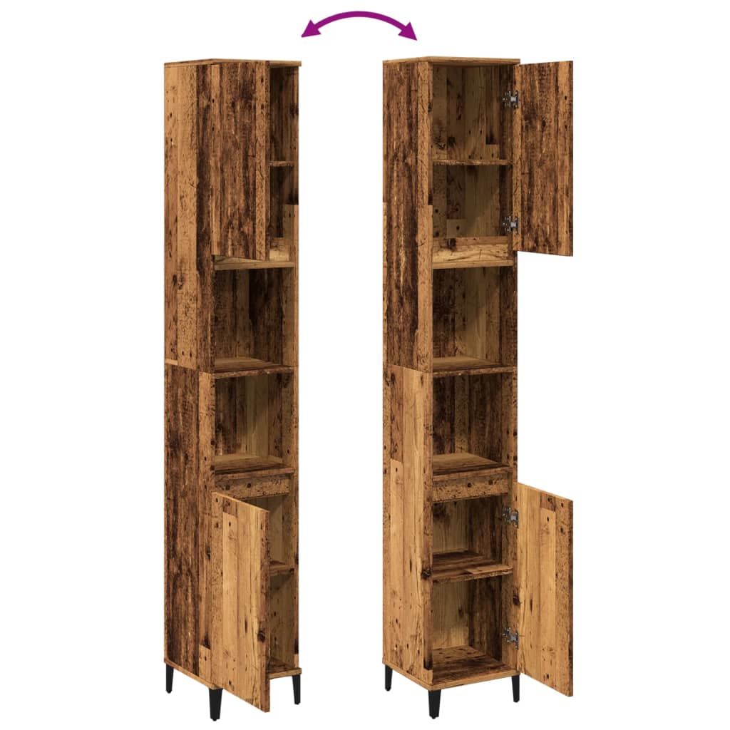 Badschrank Weiß 30x30x190 cm Holzwerkstoff