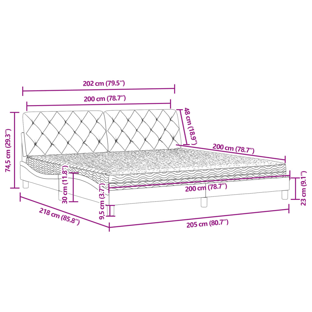 Bett mit Matratze Hellgrau 80x200 cm Samt
