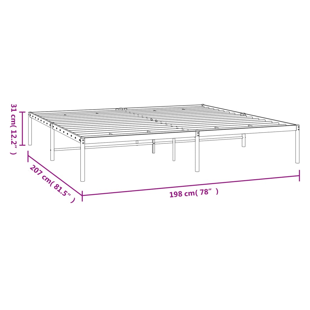 Bettgestell Metall Schwarz 75x190 cm