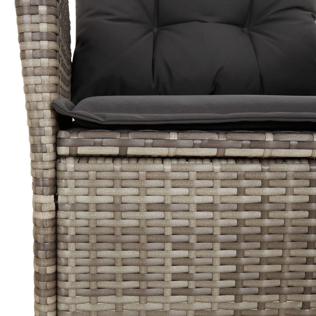 Gartensessel Verstellbar mit Kissen Schwarz Poly Rattan
