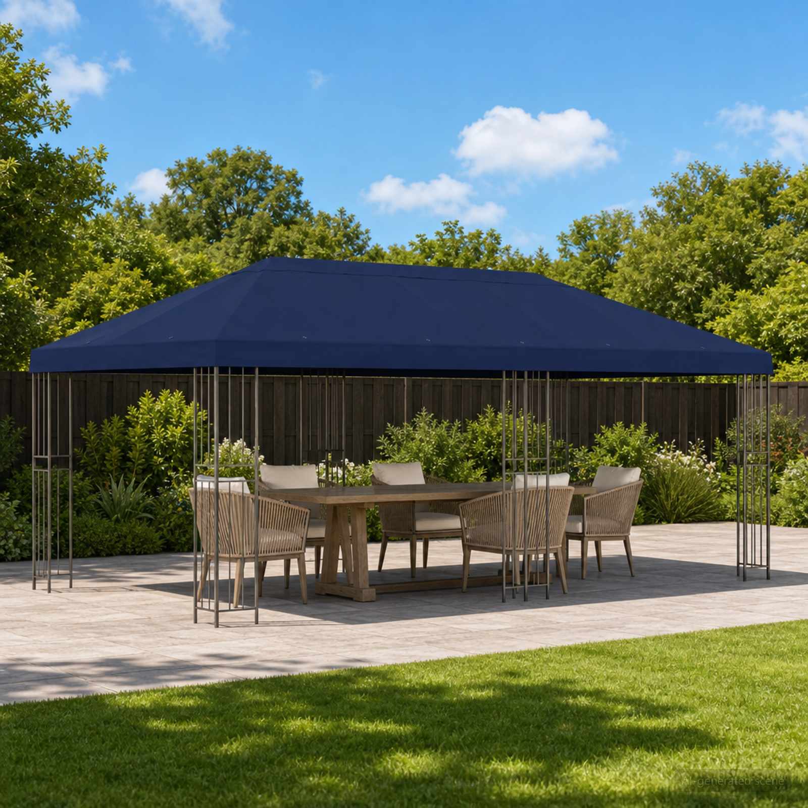 Pavillon mit Seitenwänden 6 x 3 m Beige Polyester und Stahl 190