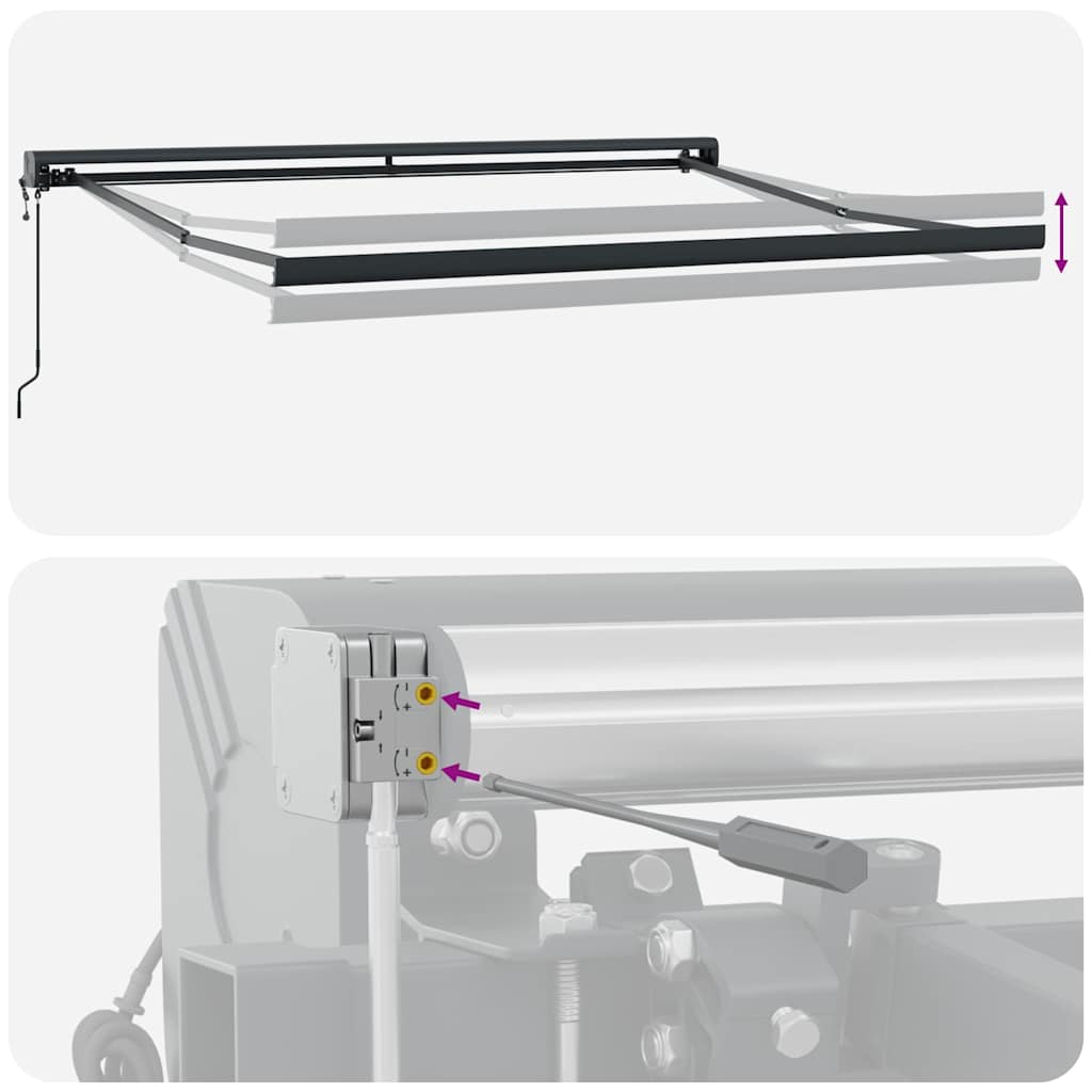 Markise Einziehbar Blau und Weiß 4x3 m Stoff und Aluminium