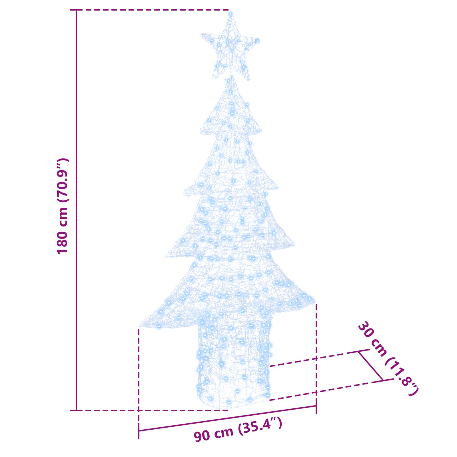 Weihnachtsbaum mit 100 LEDs Warmweiß 120 cm Acryl