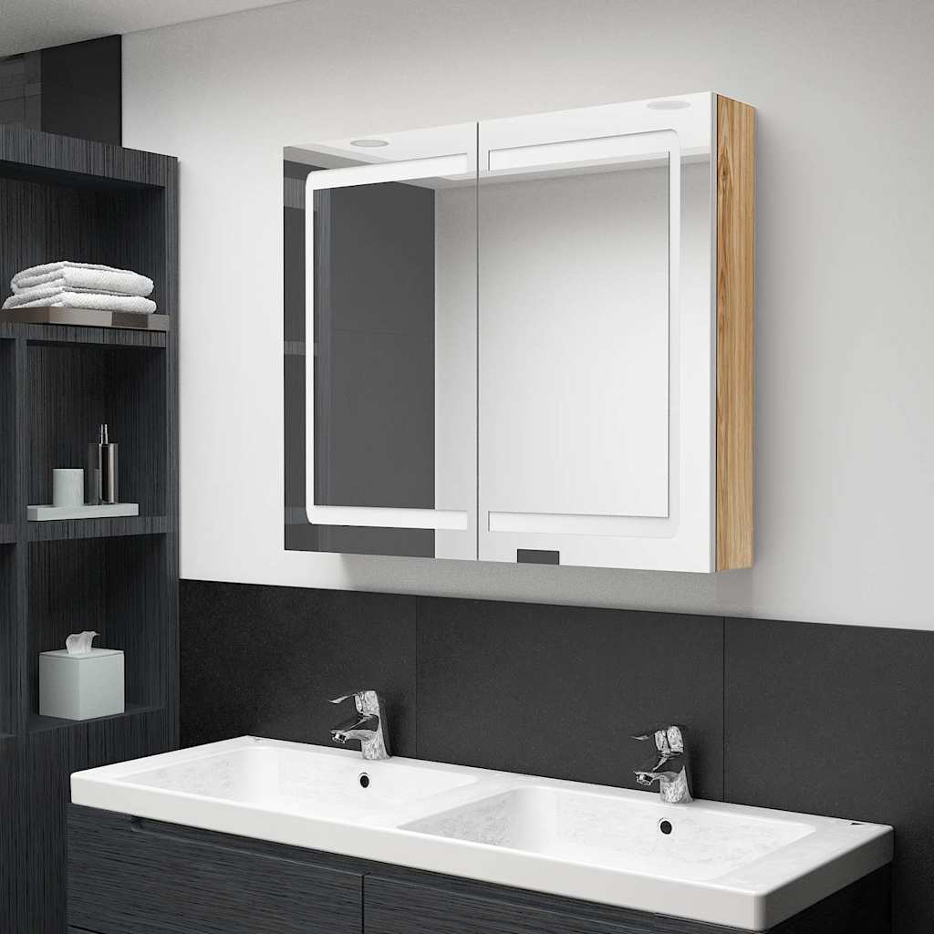 LED-Spiegelschrank fürs Bad Betongrau 80x12x68 cm