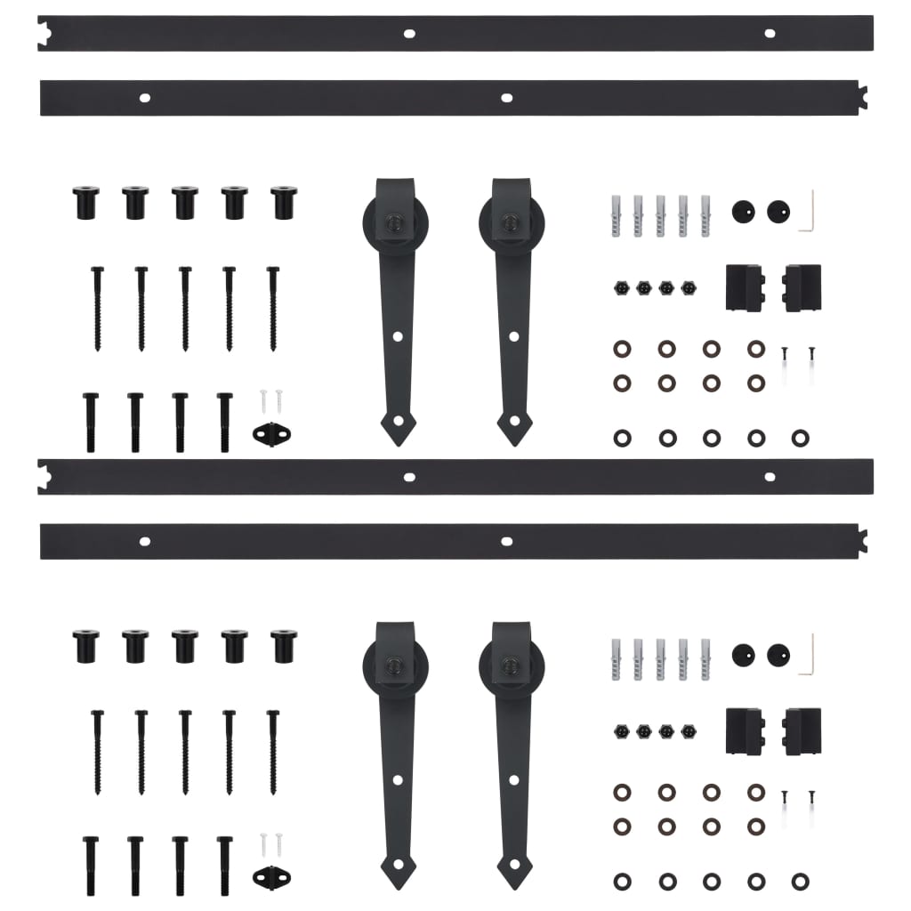 Schiebetürbeschlag-Set 183 cm Stahl Schwarz