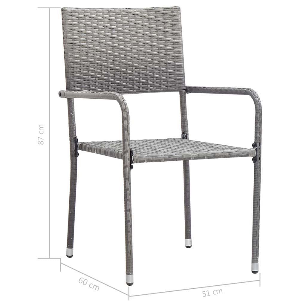 Garten-Essstühle 6 Stk. Stapelbar Schwarz Polyrattan