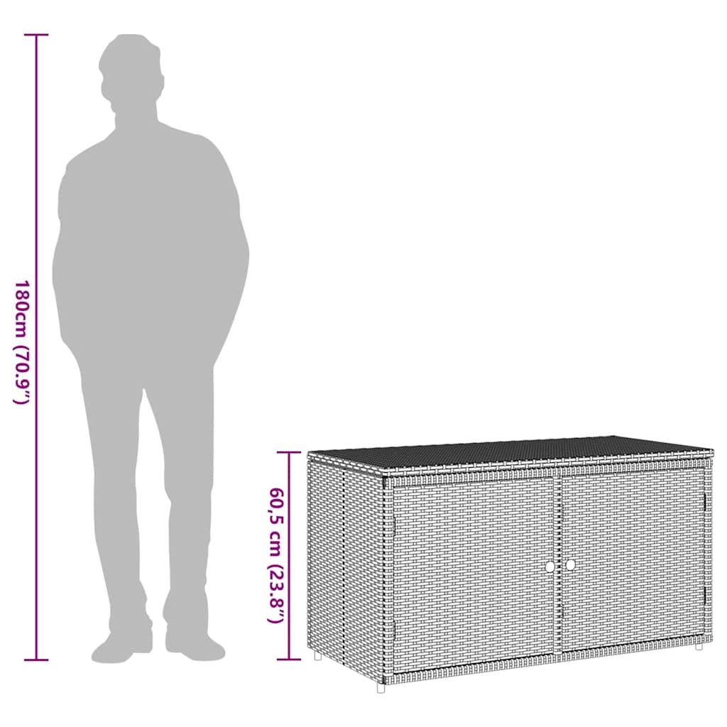 Gartenschrank Schwarz 110x55x60,5 cm Poly Rattan