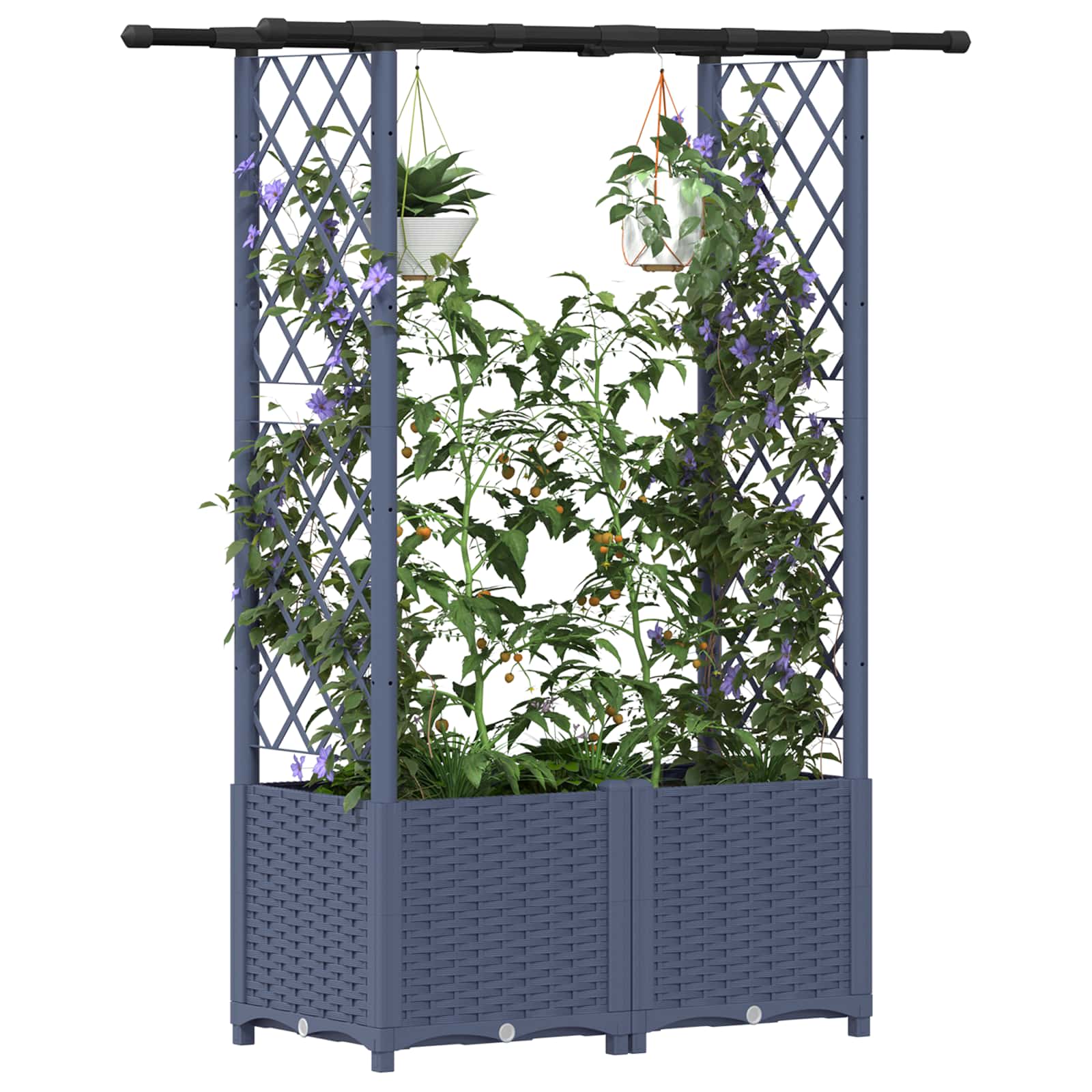 Hochbeet mit Rankgitter und Dach Braun 124 x 40 x 123 cm PP