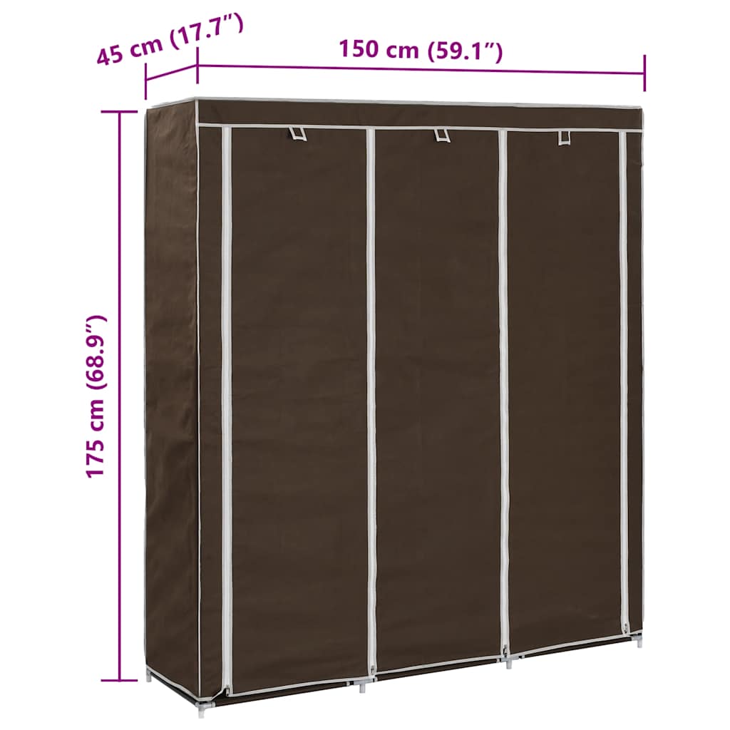 Kleiderschrank mit Fächern Stangen Schwarz 150x45x175cm Stoff
