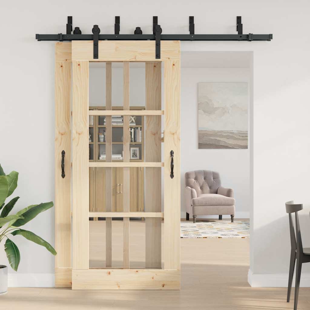 Schiebetürbeschlag-Set 183 cm Stahl Schwarz