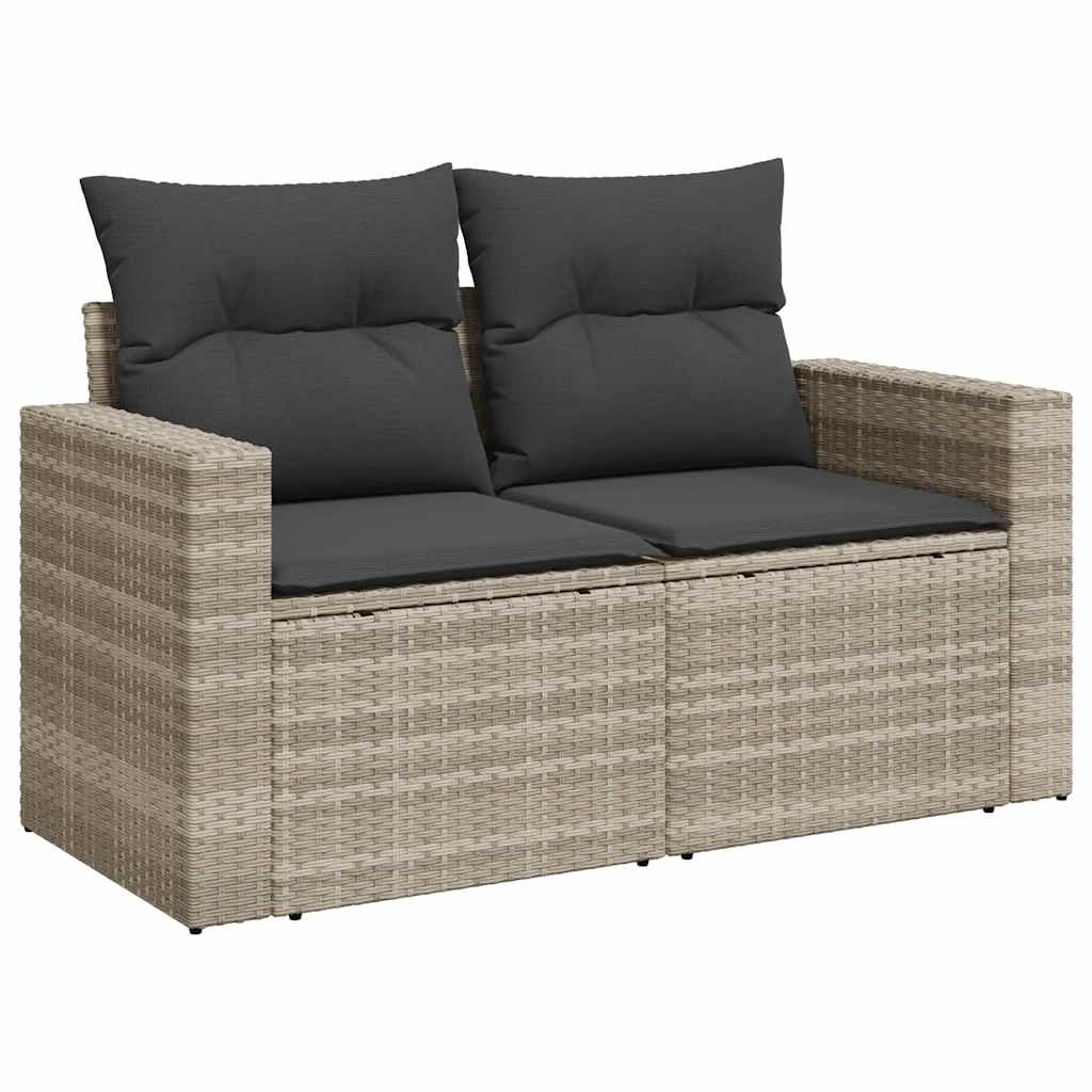 10-tlg. Garten-Sofagarnitur mit Kissen Schwarz Poly Rattan