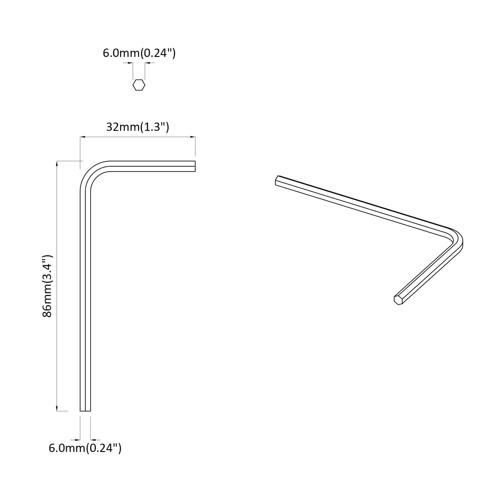 Inbusschlüssel 2 pcs Silber 20 x 52 mm Stahl