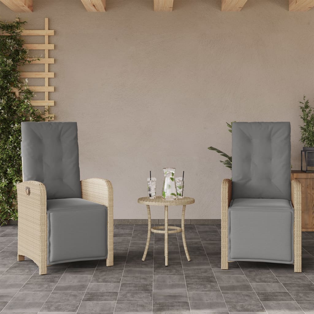 Gartensessel mit Fußteil Verstellbar Schwarz Poly Rattan
