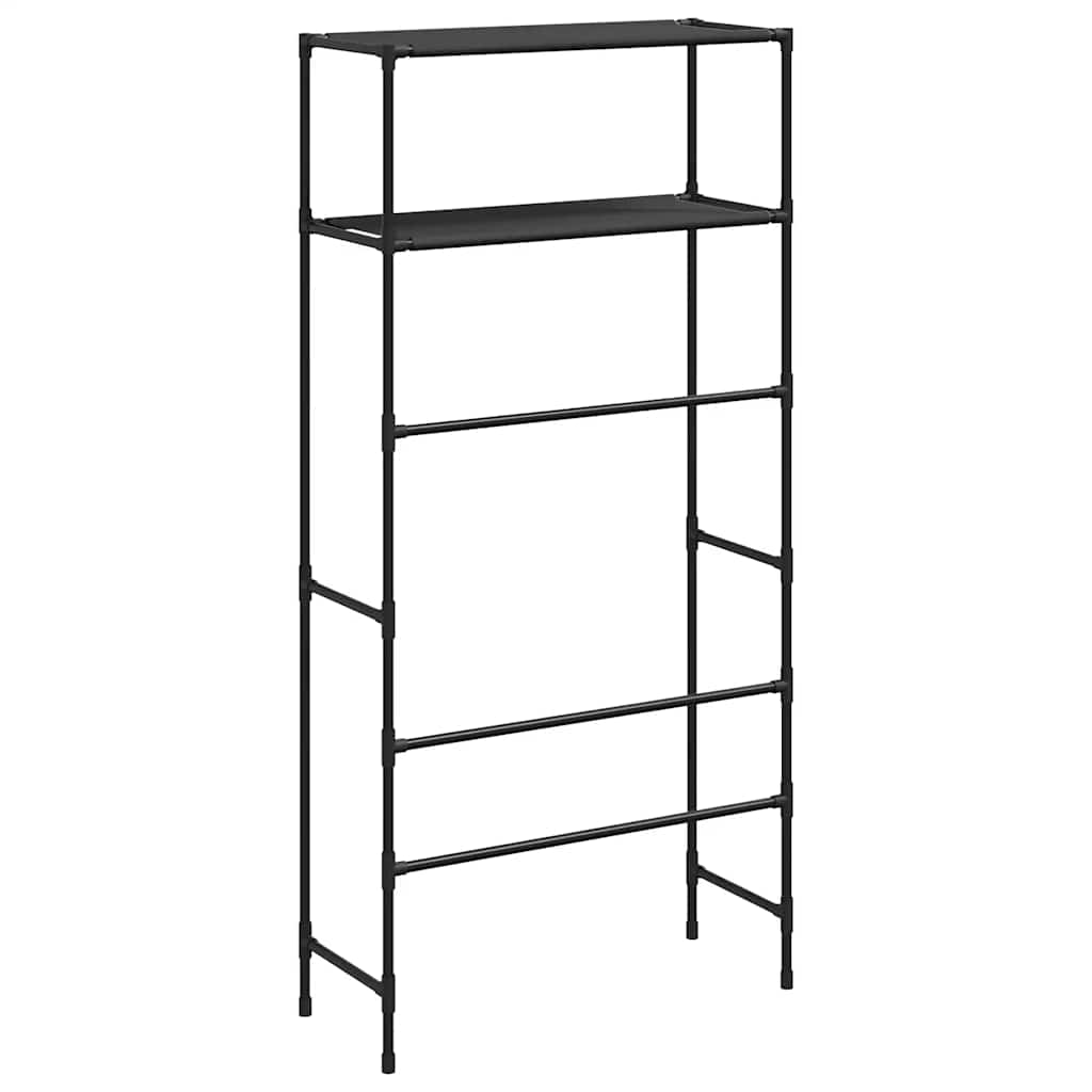 Waschmaschinenregal 2 Ablagen Schwarz 69x28x143 cm Eisen