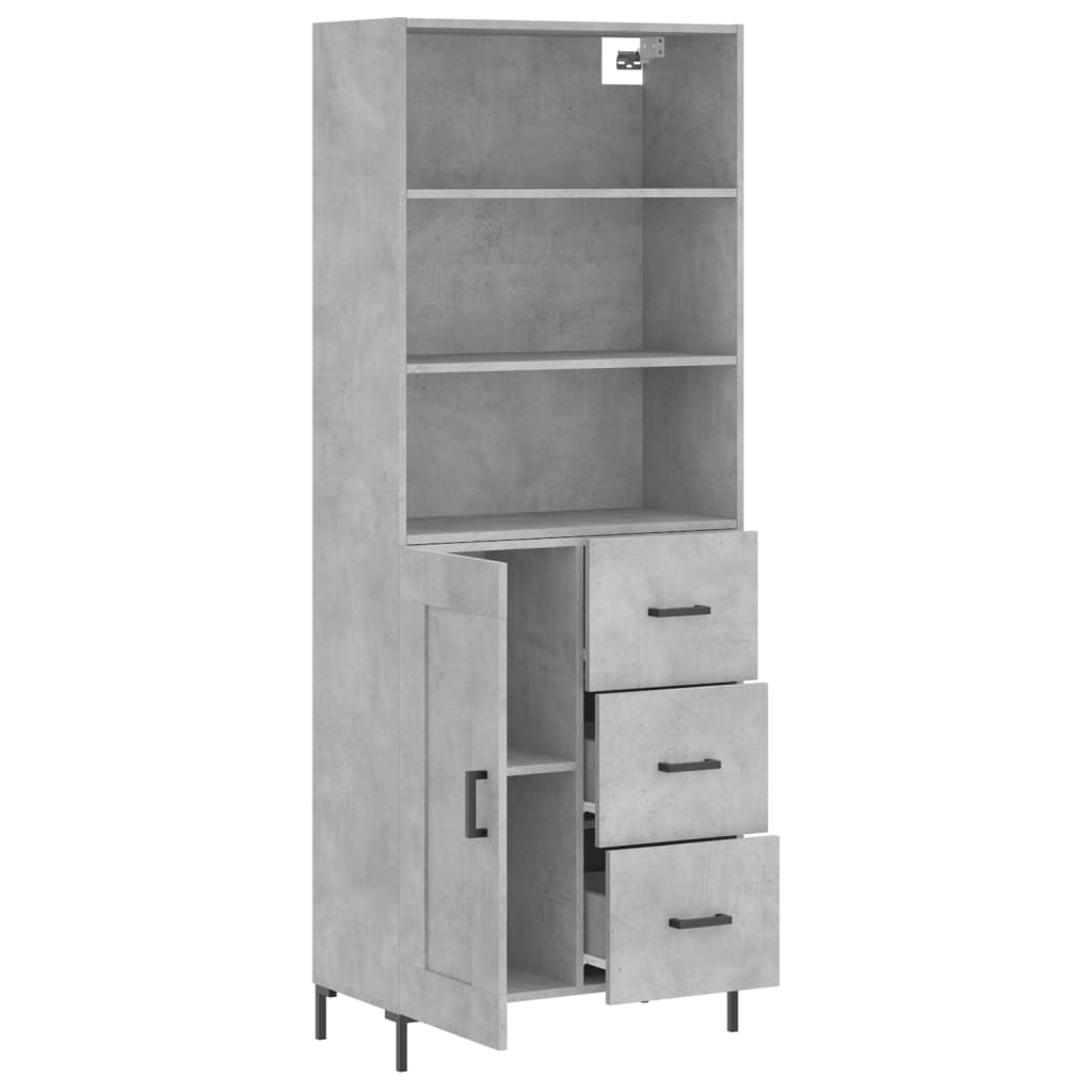 Highboard Hochglanz-Weiß 69,5x34x180 cm Holzwerkstoff