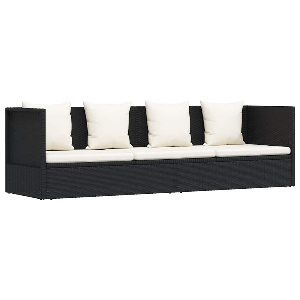 Garten-Sofabett 200x60 cm Poly Rattan Grau