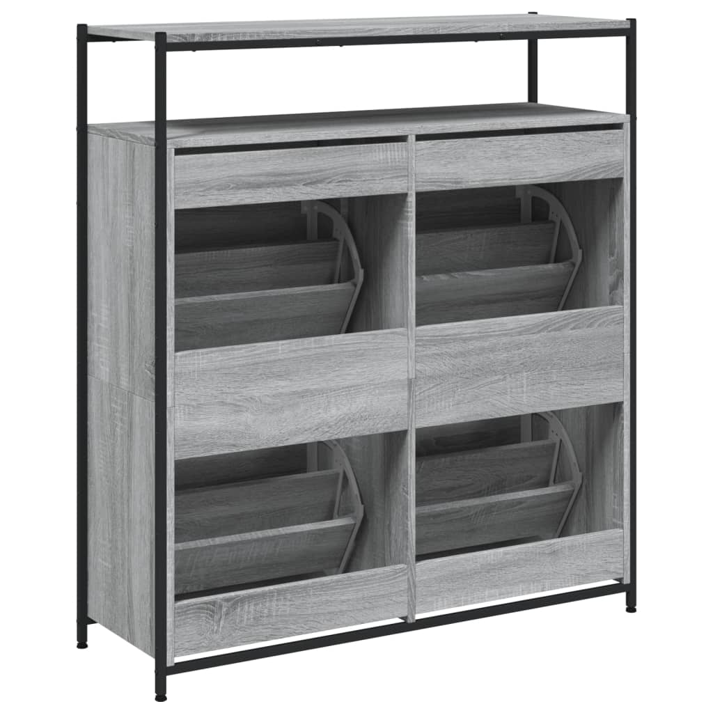 Schuhschrank mit 4 Klappen Sonoma-Eiche 100x34x112 cm