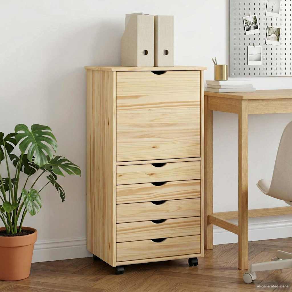 Rollschrank Honigbraun 53 x 39 x 103 cm Massivholz Kiefer
