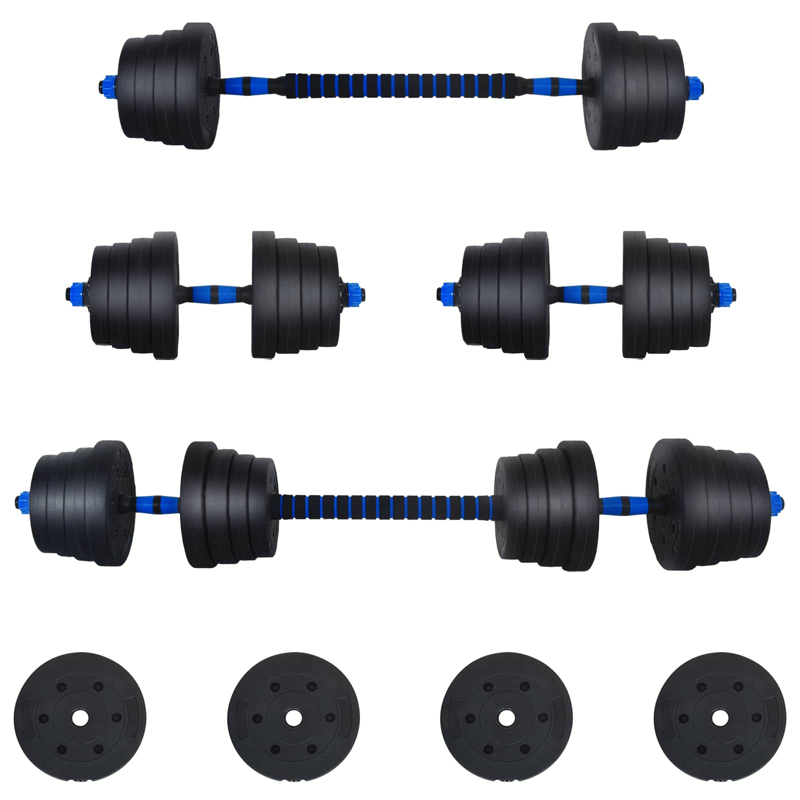 2-in-1 Hantelset 40kg Schwarz und Rot Zement und Eisensand