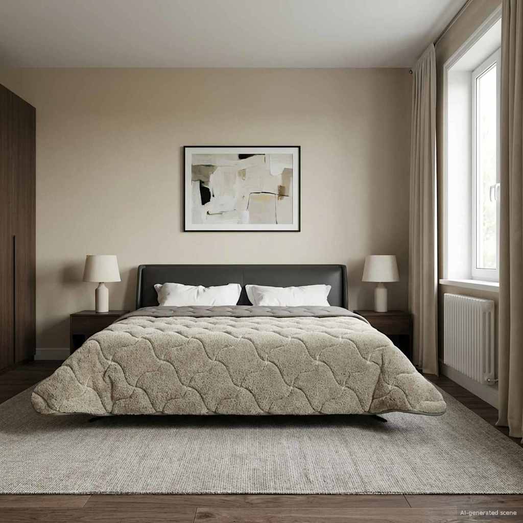 Sommerdecke Anthrazit 135 x 200 cm Mikrofaser und Teddy-Fleece