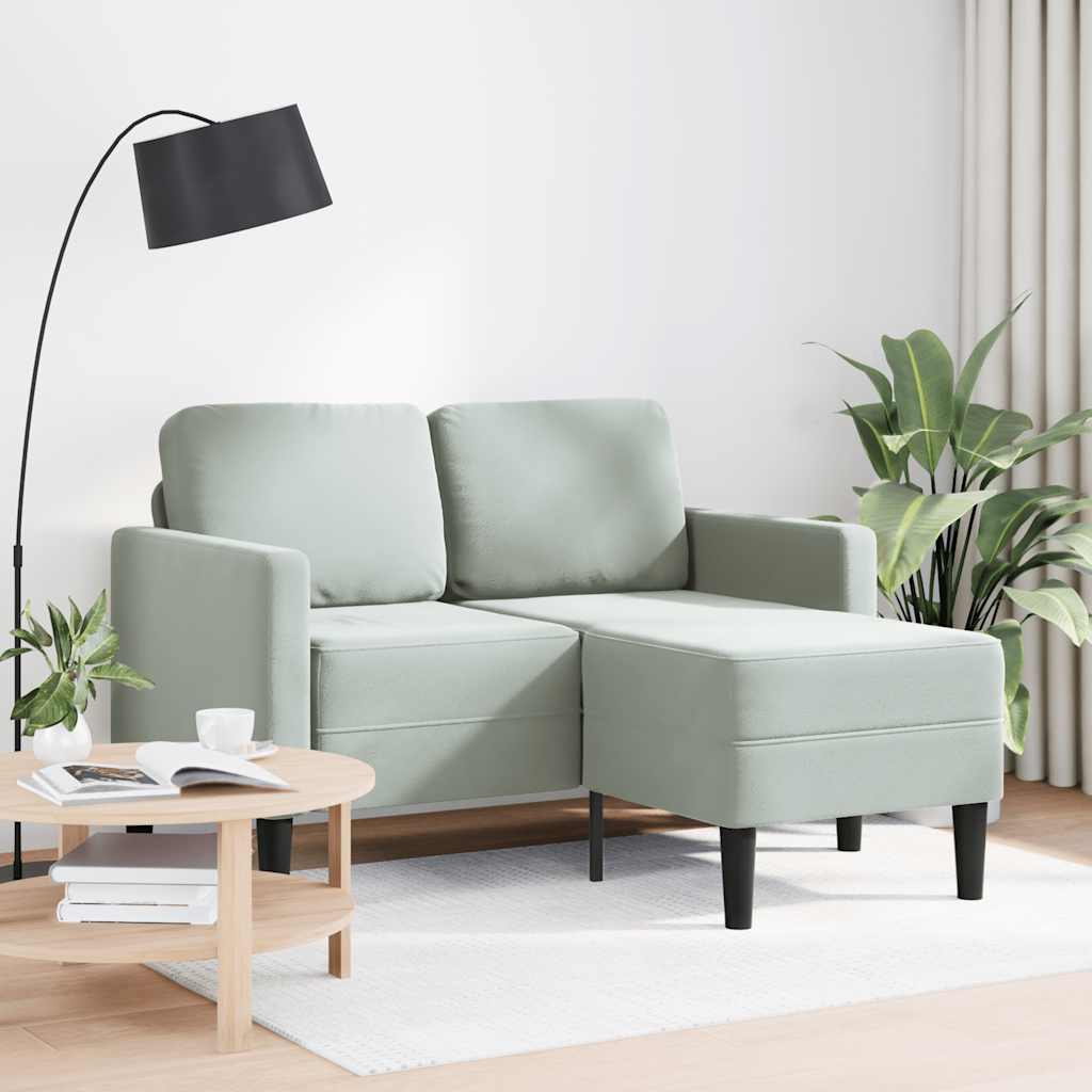 2-Sitzer-Sofa mit Chaiselongue L-Form Blau 125 cm Samt