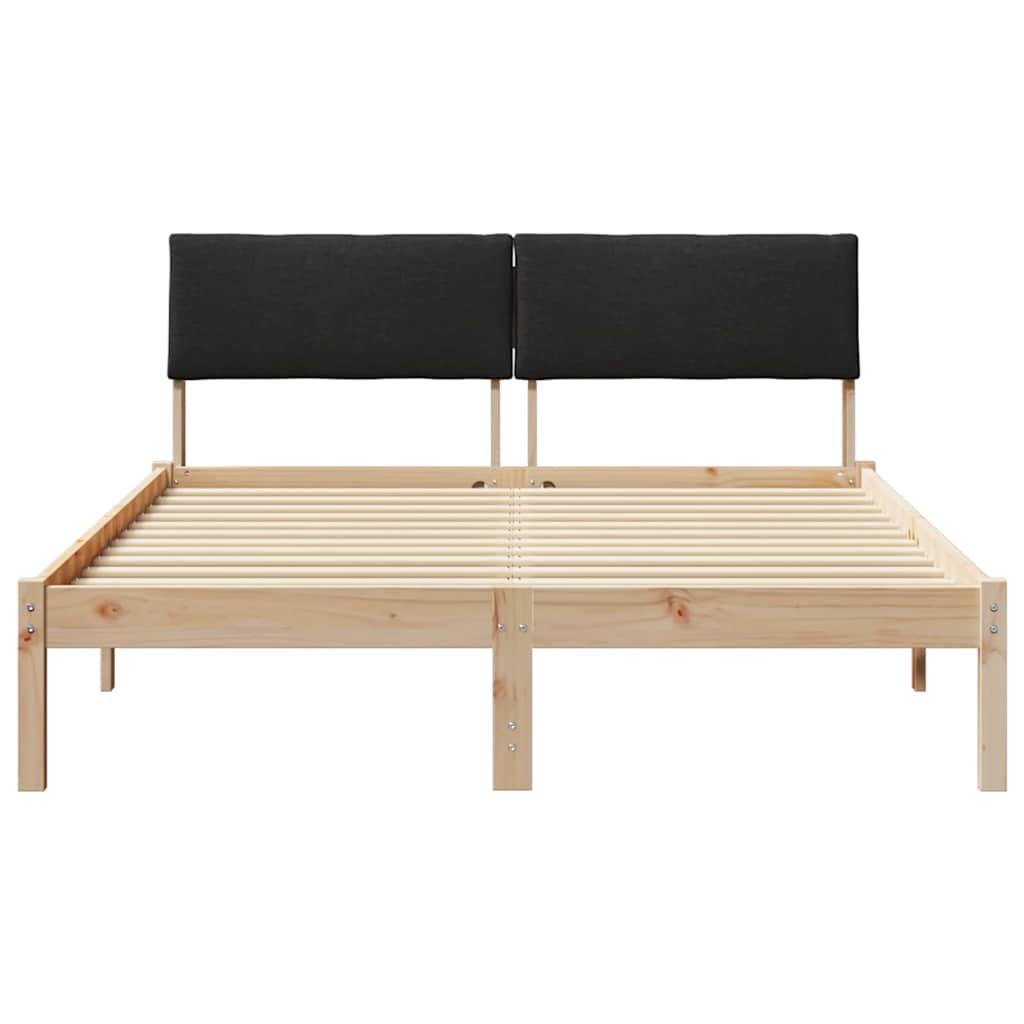 Bettgestell Braun und hellgrau 200 x 200 cm Massivholz Kiefer