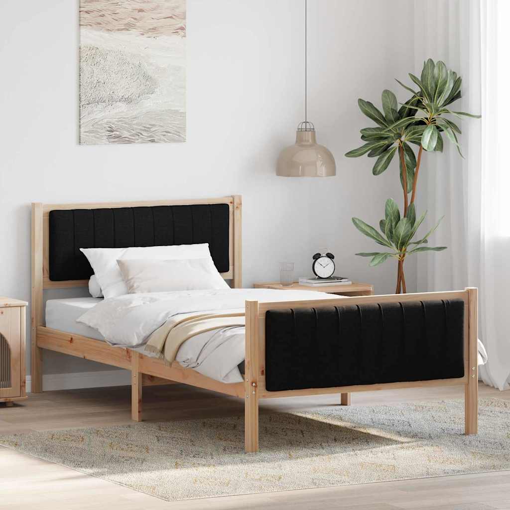 Bettgestell Braun und hellgrau 200 x 200 cm Massivholz Kiefer