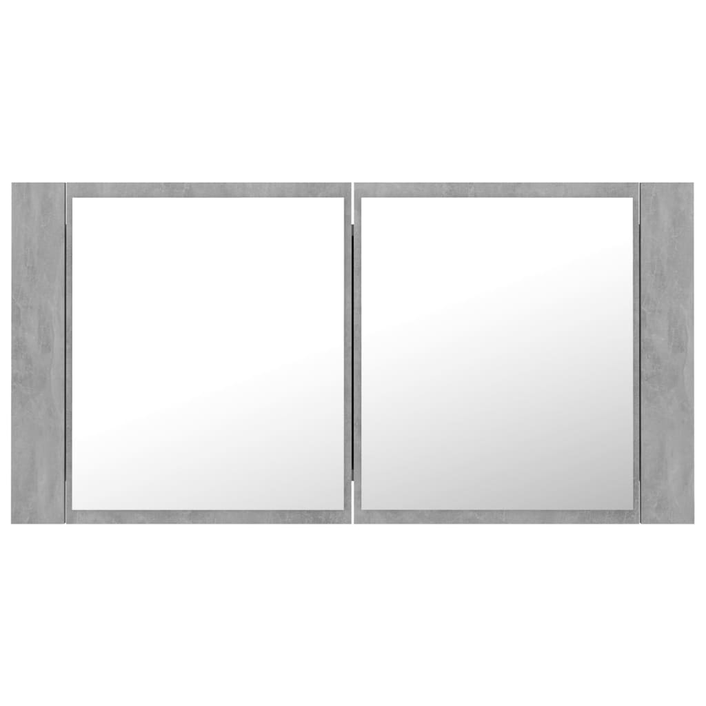LED-Bad-Spiegelschrank Grau 90x12x45 cm Acryl