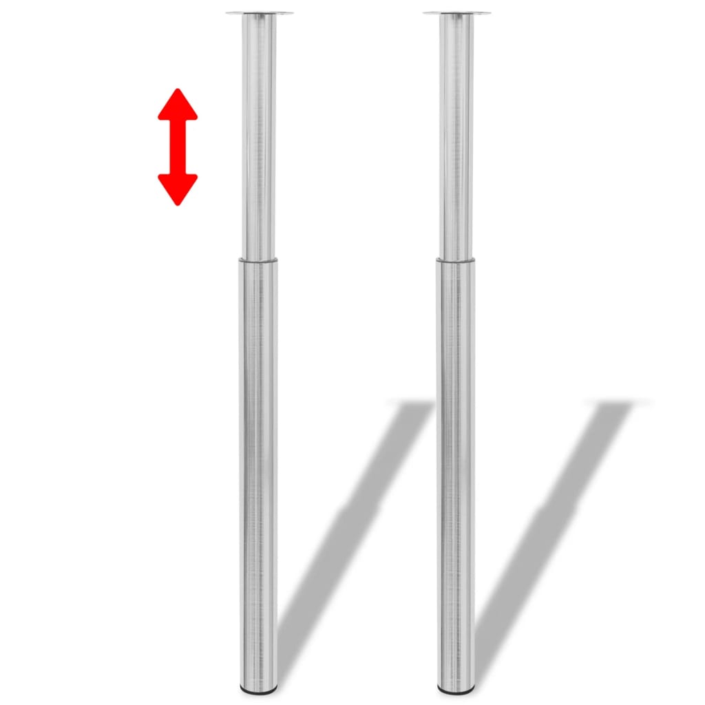 2 x Teleskopfuß Tischfuß Stützfuß Tischbein Chrom 710 mm-1100 mm
