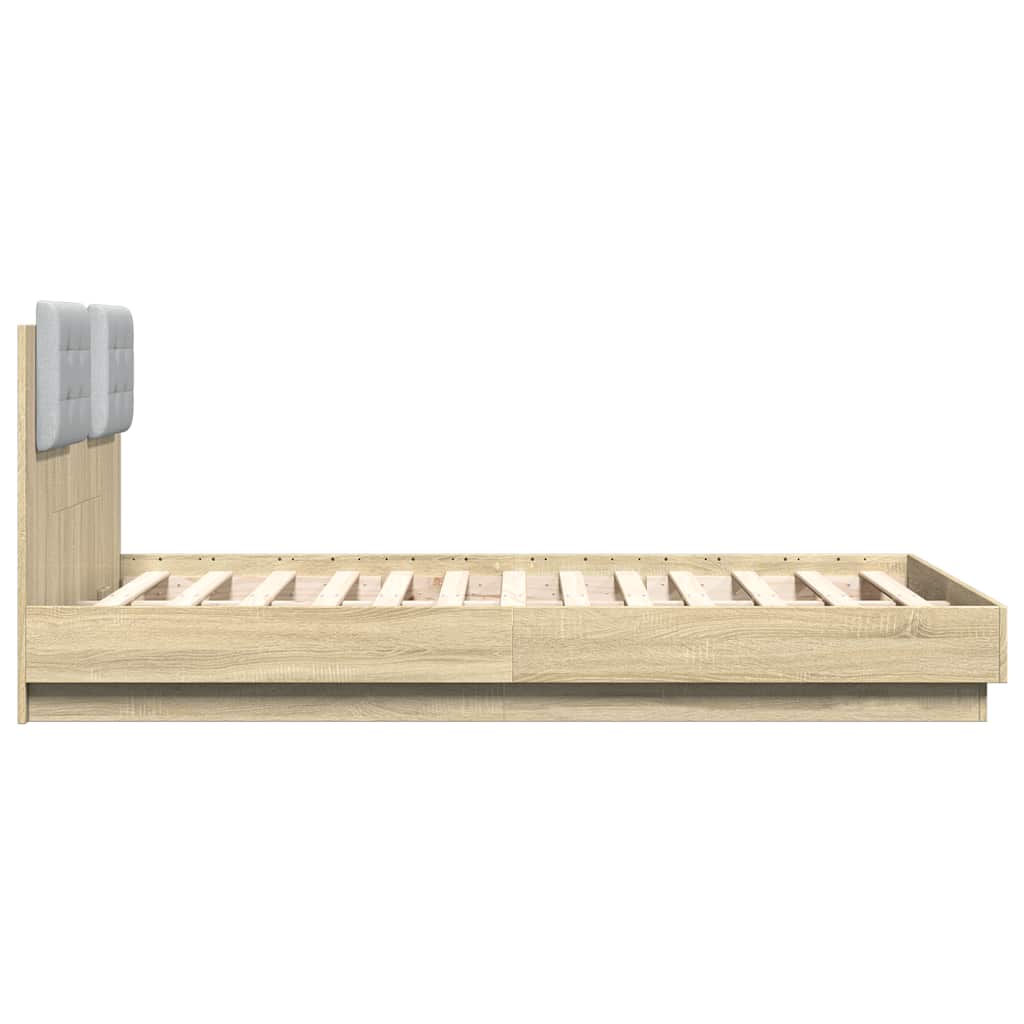Bettgestell mit Kopfteil Grau Sonoma 180x200 cm Holzwerkstoff