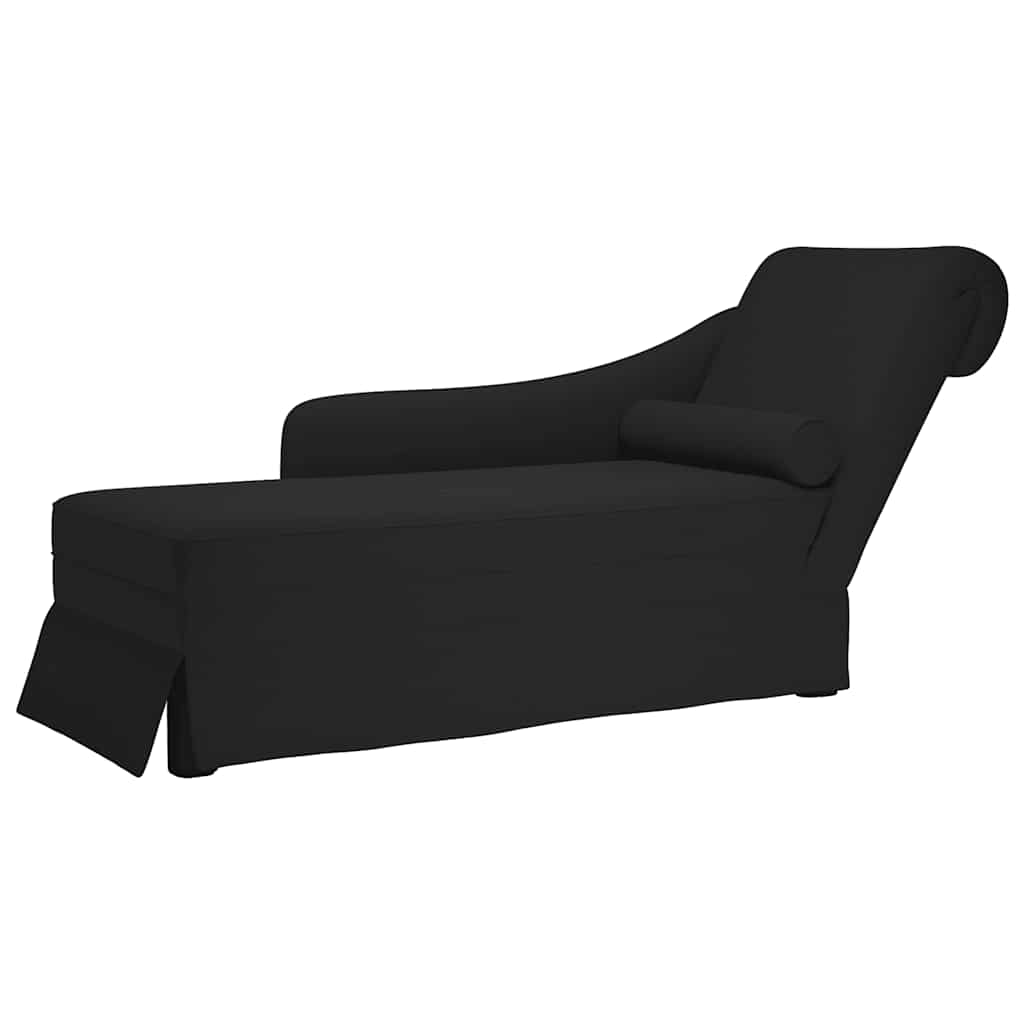 Chaiselongue mit Nackenrolle und Rechter Armlehne Blau Samt