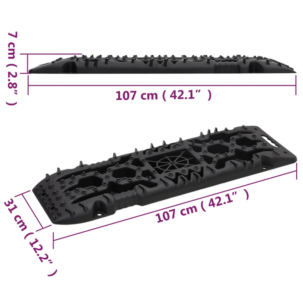 Traktionsmatten 2 Stk. Schwarz 107x31x7 cm Nylon