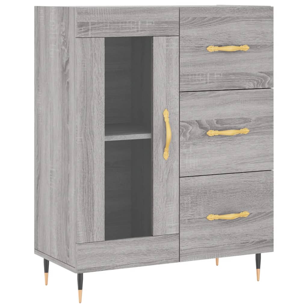 Highboard Betongrau 69,5x34x180 cm Holzwerkstoff