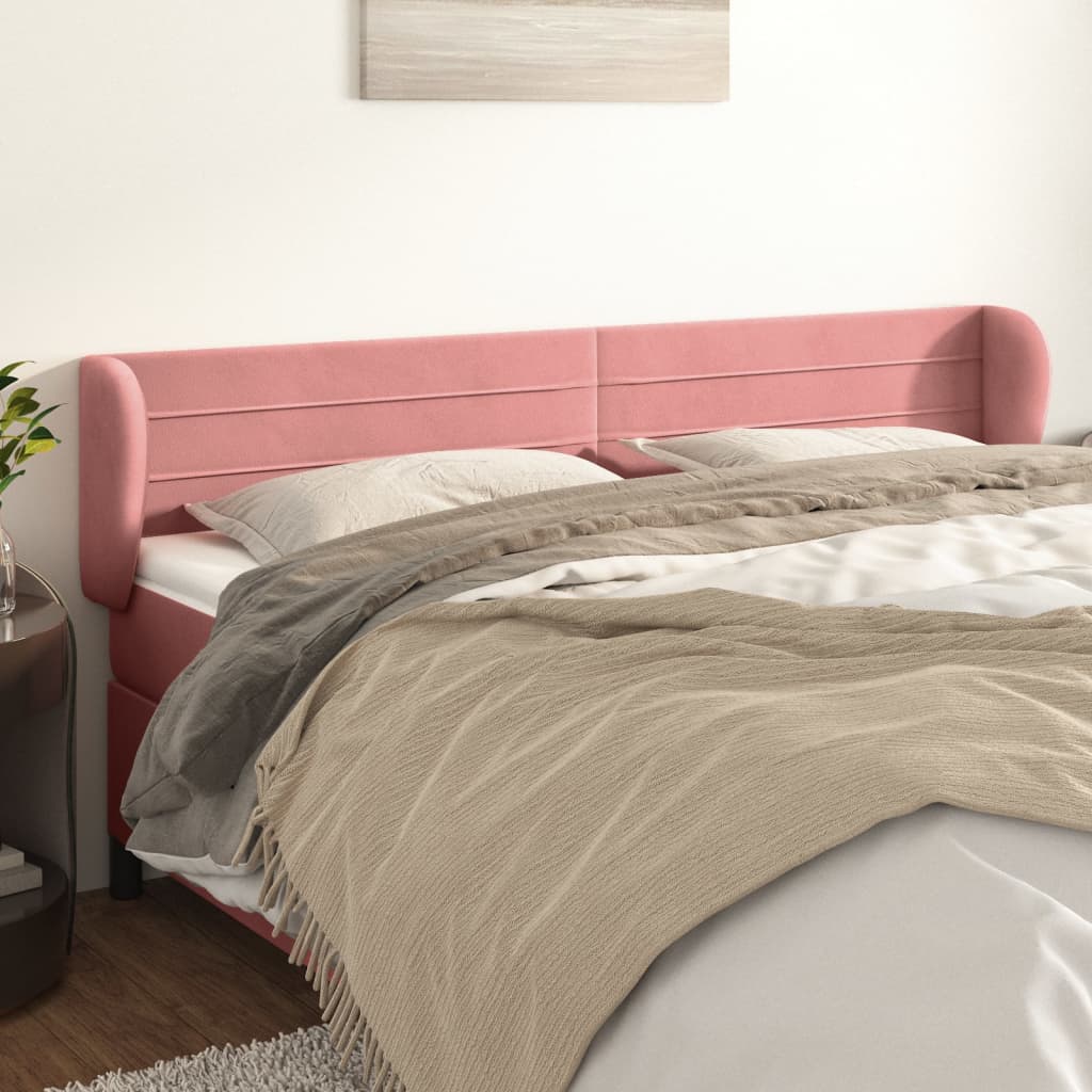 Kopfteil mit Ohren Dunkelblau 203x23x118/128 cm Samt