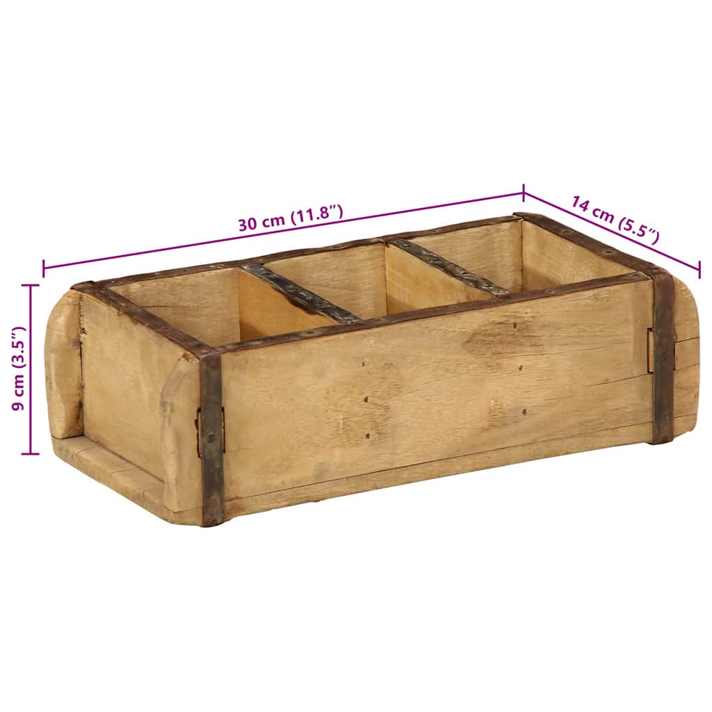 Tablett Braun 30 x 15 x 9 cm Massives upgecyceltes Holz