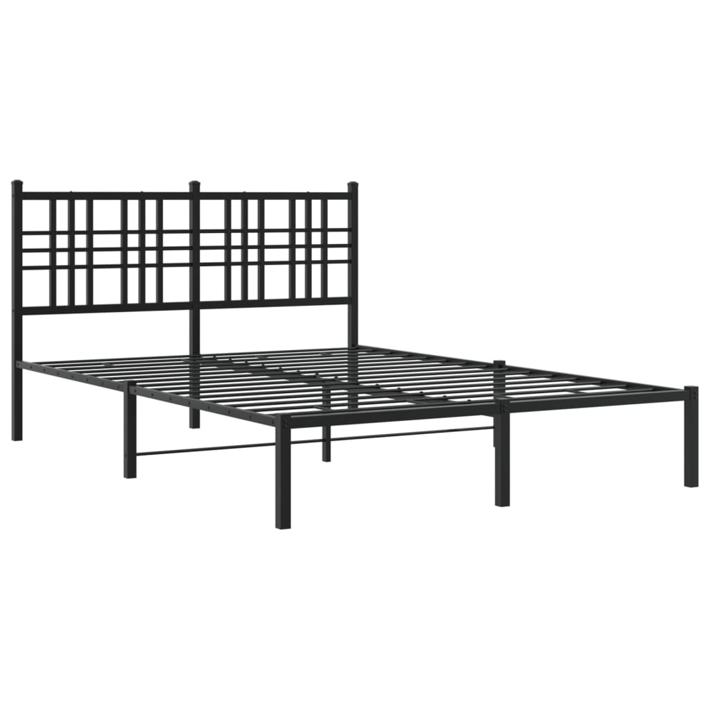 Bettgestell mit Kopf- und Fußteil Metall Schwarz 90x200 cm