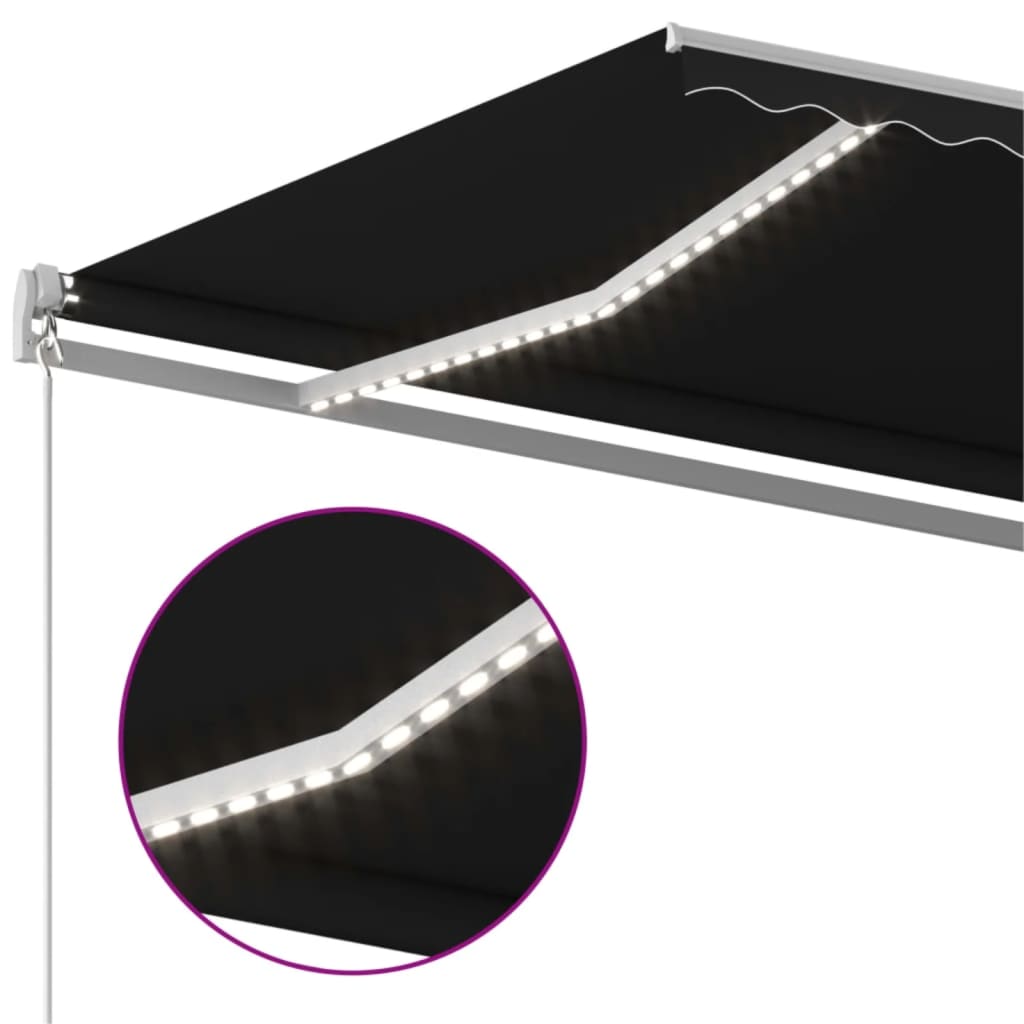 Markise Manuell Einziehbar mit LED 300x250 cm Blau und Weiß