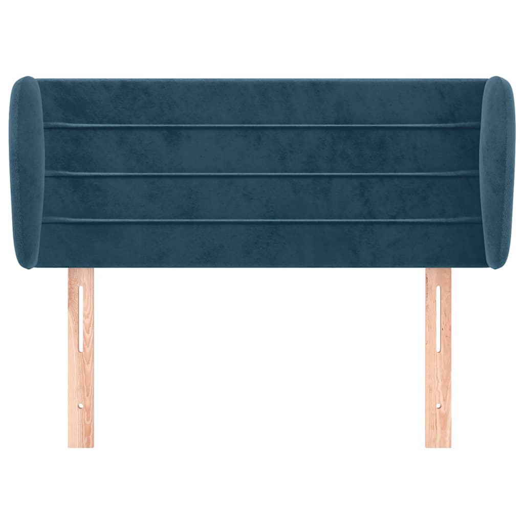 Kopfteil mit Ohren Dunkelblau 203x23x118/128 cm Samt
