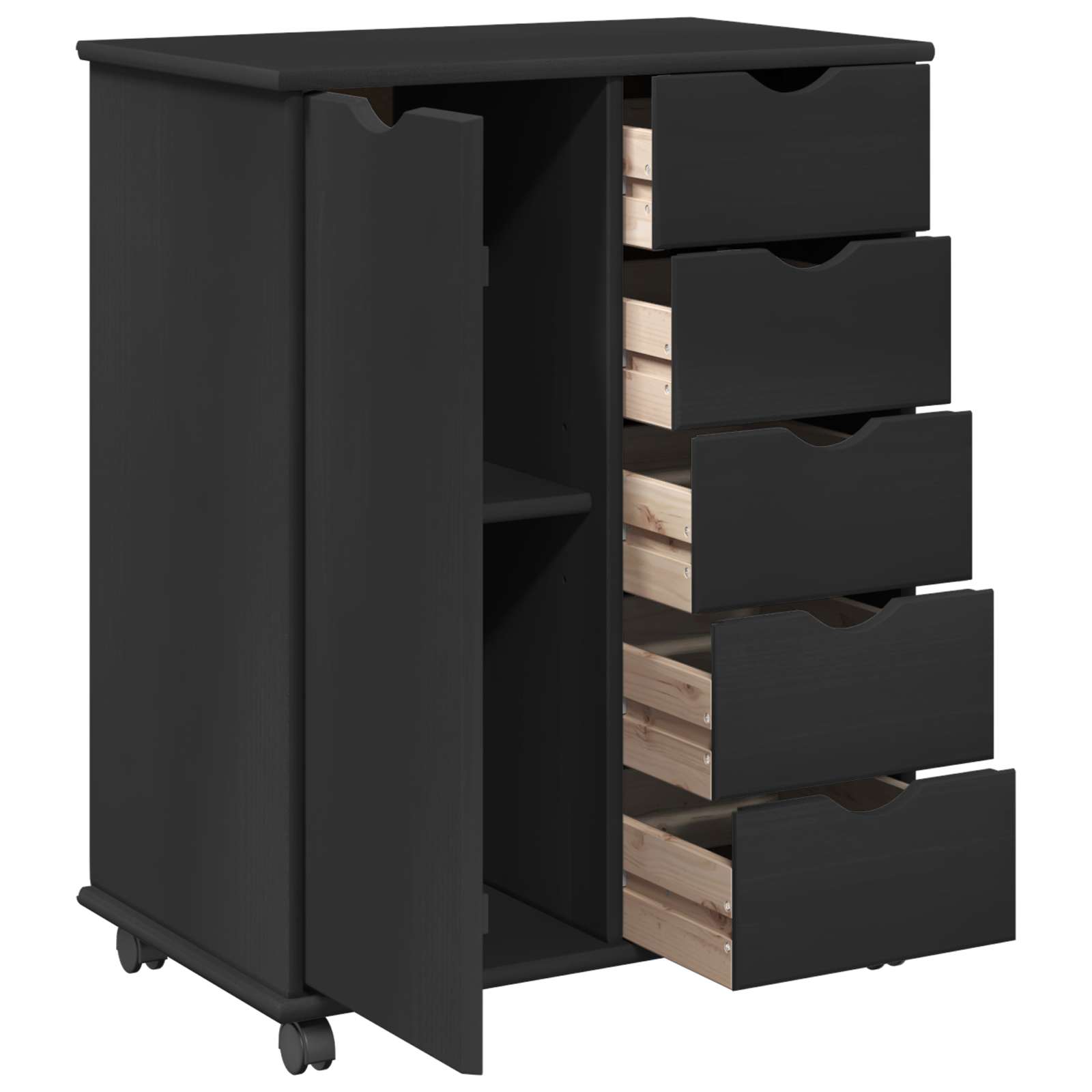 Rollschrank Honigbraun 63,5 x 39 x 79 cm Massivholz Kiefer