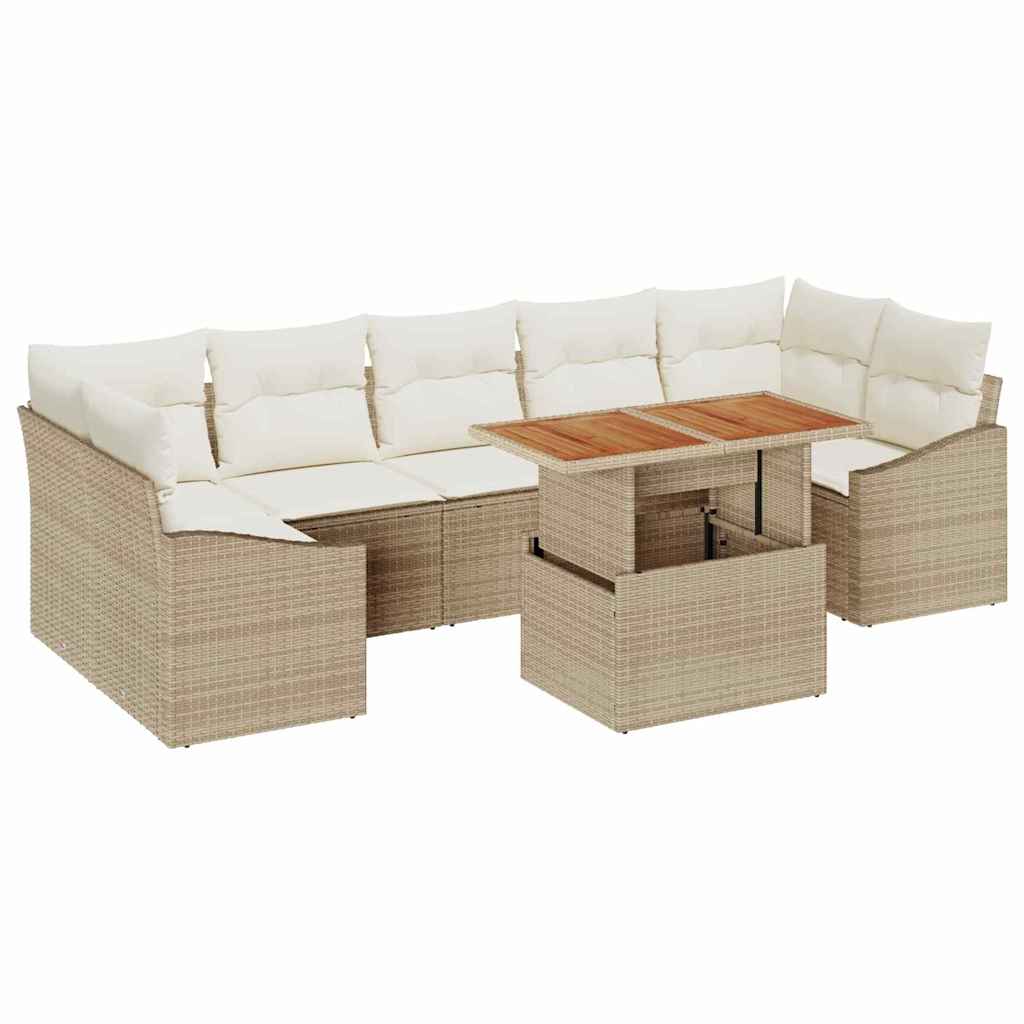 Garten Essgruppe mit Kissen 8 pcs Schwarz und Creme