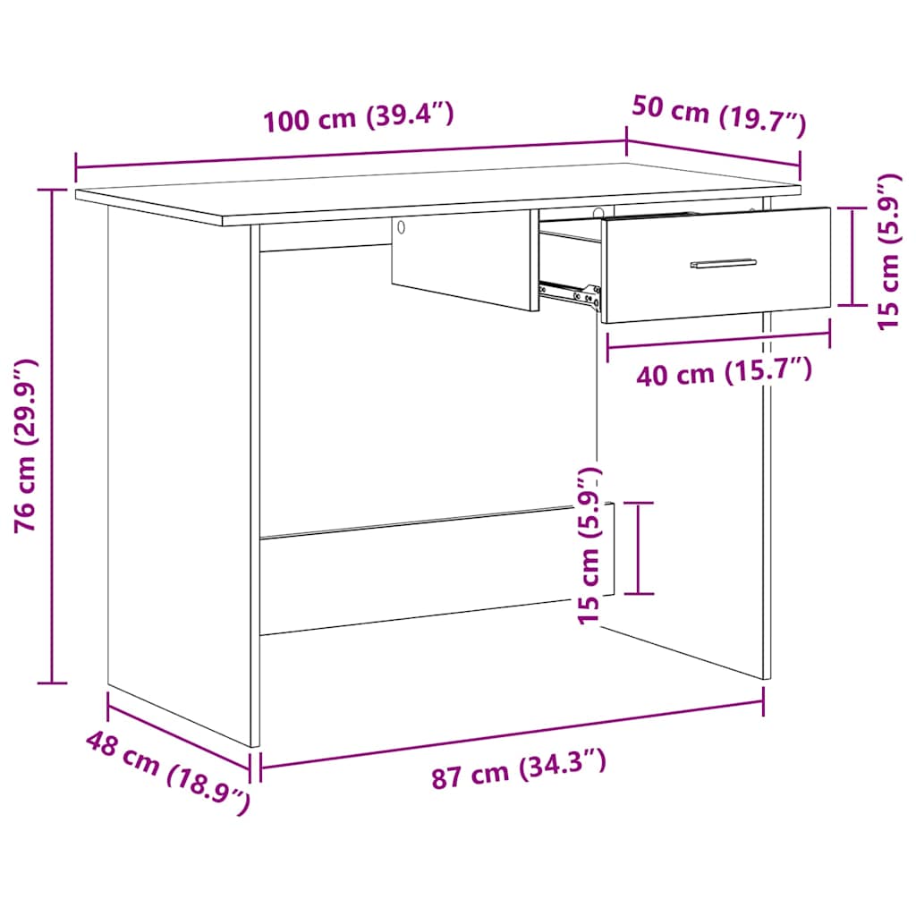 Schreibtisch Weiß 100x50x76 cm Holzwerkstoff