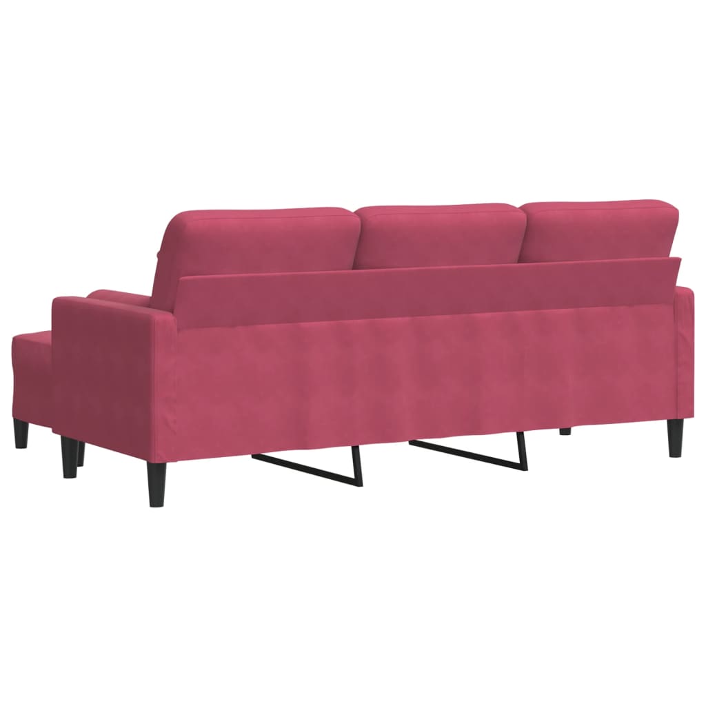 3-Sitzer-Sofa mit Hocker Hellgrau 180 cm Samt