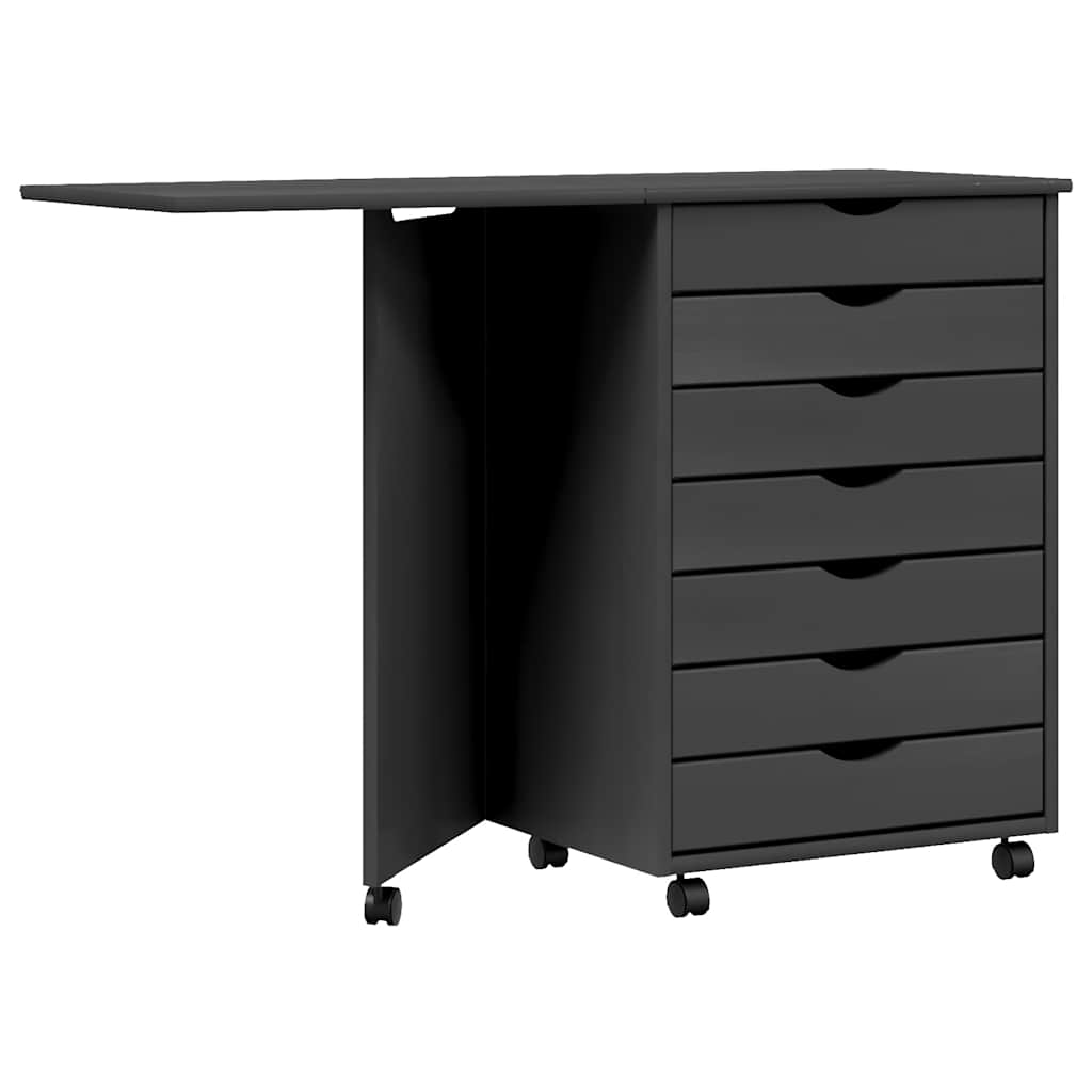 Rollschrank mit Schreibtisch MOSS Honigbraun Massivholz Kiefer
