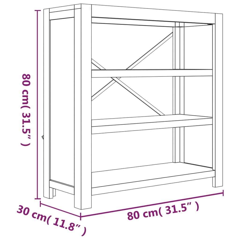 Bücherregal 7 Böden 80x30x200 cm Massivholz Akazie