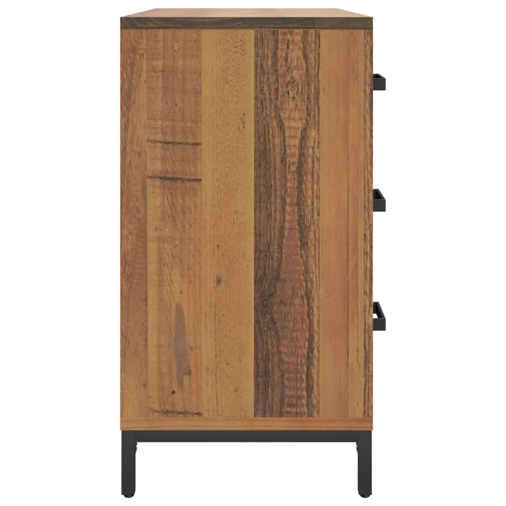 Kommode Schwarz 75x35x70 cm Massivholz Kiefer