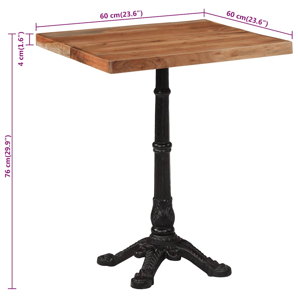 Bistrotisch 60x60x77 cm Raues Mangoholz